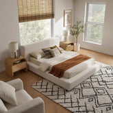 Modern upholstered bed in queen and king sizes with stylish design and comfortable fabric